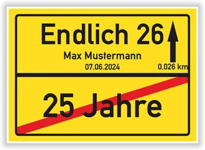 Geschenk 26 Geburtstag personalisiertes Ortsschild Deko Bild für Männer Frauen - Bild 1 von 7