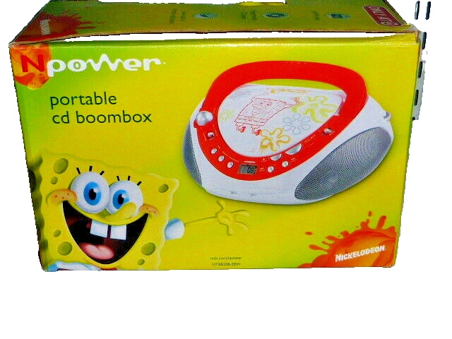 SpongeBob Portable Programmable CD Boombox AM/FM Radio MP3 Player Nickelodeon - Image 1 of 4