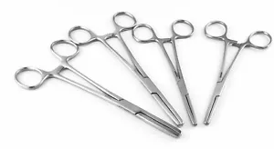 Fórceps de sujeción ocluyentes de 4 tubos rectos de 6"" y 7"" mandíbulas suaves de alta calidad acero inoxidable - Imagen 1 de 3