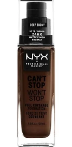 NYX Can't Stop Won't Stop Full Cover Foundation Deep Ebony CSWSF25 NEW - Picture 1 of 2