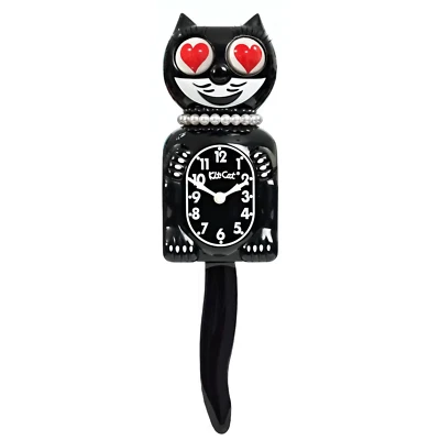 RELOJ DE GATO DE LADY KIT CLÁSICO NEGRO HEART EYES -Tamaño completo - 15.5" - NUEVO EN CAJA 2025 Foto 1 de 4