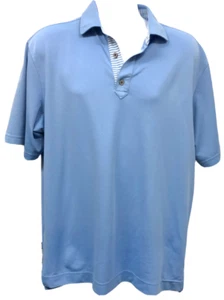 FJ FootJoy Golf Shirt Meadow Lakes Men's Large Light Blue Stripe Inside - Picture 1 of 11