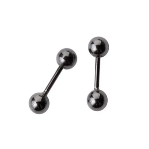 Orecchino nero palline argento sterling uomo donna vite posteriore borchia orecchino A1600 - Foto 1 di 8