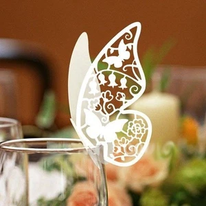 N.100 farfalle Segnaposto BIANCA PERLATA segnabicchiere matrimonio segnatavolo - Foto 1 di 1