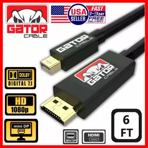 Mini DisplayPort DP Thunderbolt to HDMI Cable Adapter UHD 4K HD Video Audio 6FT - Picture 1 of 15