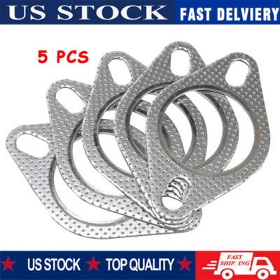 5Pcs 2.5" High Temp Exhaust Cylinder Head Gasket Flange Aluminum Auto Car 2 Bolt Foto 1 de 4