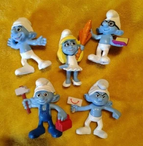 2013 Smurf Lot Brainy Smurfette Handy Crazy Grouchy - Picture 1 of 18