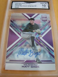 MATT GAGE GIANTS 2016 ELITE EXTRA ED PURPLE ASPIRATIONS AUTO RC 13/100 GRADED 10 - Picture 1 of 1