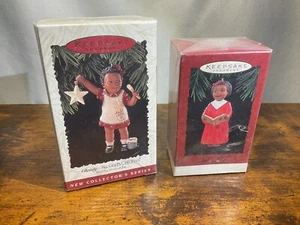 Mädchen schwarz Menge 3 Vintage Punze Andenken Sammler Club Ornamente 2er Set - Bild 1 von 2