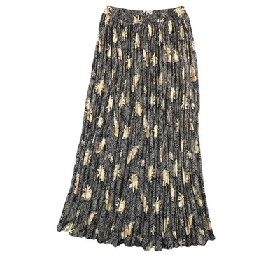 Maxi Falda Plisada 12 De Colección Bentley Arbuckle Para Mujer Negra Tostada Floral Boho Cottage Foto 1 de 4