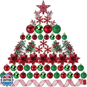 Sratte 94 Pcs Christmas Tree Decorations Set, Christmas Tree Ball Ornaments G - Picture 1 of 5