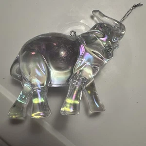 Acrylic iridescent CLEAR elephant Christmas Tree Ornament Decoration Trunk Up - Picture 1 of 7