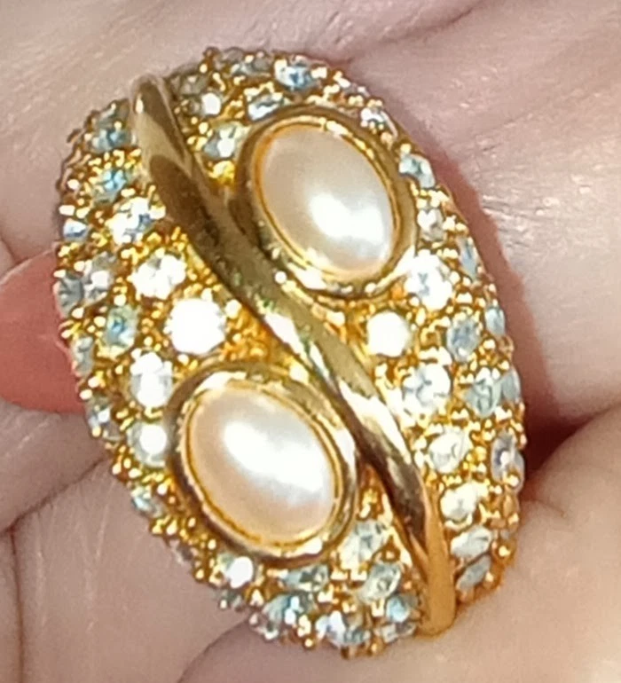 Anillo Monet tono oro cristal y perla sintética talla 6 Foto 1 de 4
