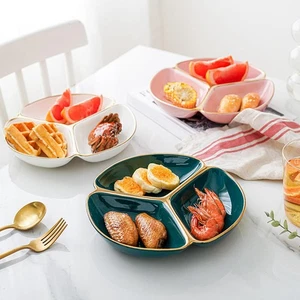Divided Plate Tray Plate Toddlers Restaurant Adult Reusable Ceramic 3 Section - Picture 1 of 13