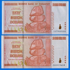 ZIMBABWE 50 BILLION 2008 COMBO P-86 CIRCULATED REGULAR + REPLACEMENT NOTE SET - Picture 1 of 3