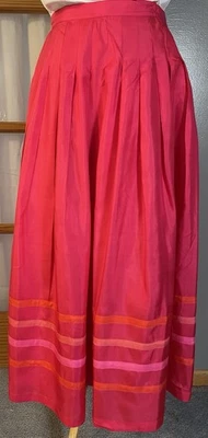 Falda Plisada Seda Studio Spiegel Diseño Años 90 Talla 12 Maxi Rosa Naranja Rayas Ciudad Foto 1 de 4