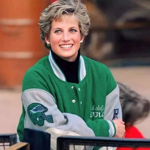 Philadelphia Eagles Princess Diana Varsity Jacket Iconic Green Outer Wear Coat - Picture 1 of 6
