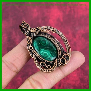 Weihnachtsangebot Kupfer natürlicher Malachit Draht gewickelt Handarbeit Anhänger Schmuck - Bild 1 von 6