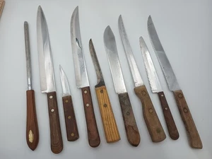 Lote de cuchillos de cocina de madera vintage Parker, Craftsman, Forgecraft, Ginebra Estados Unidos - Imagen 1 de 3