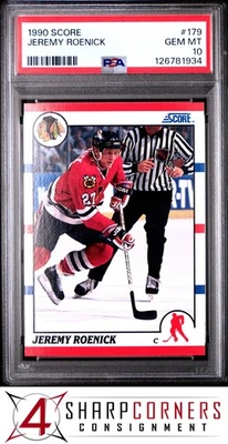1990 SCORE #179 JEREMY ROENICK RC BLACKHAWKS HOF PSA 10 - Image 1 of 2