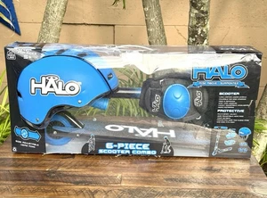 Halo 6-Piece Blue Kids Scooter Combo Set with Helmet & Pads Foldable Adjustable - Picture 1 of 11