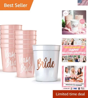 Paquete de 11 tazas de despedida de soltera equipo novia oro rosa 16 oz decoración reutilizable Foto 1 de 4