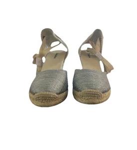 Soludos The Marseille Wedge Espadrille Silver Size 7.5 - Picture 1 of 7