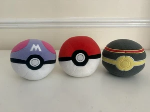 Official Tomy Pokemon Ball X3 Poke Ball Soft Toy Plush Stuffed Animal Bundle - Picture 1 of 7