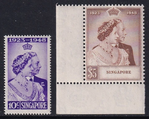 SINGAPORE 1948 KGVI RSW set of 2 SG 31-32 MH/* (CV £110) Cover