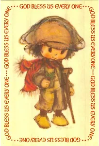 Vtg Hallmark Mary Hamilton Christmas Greeting Card God Bless Us All Tiny Tim - Picture 1 of 3