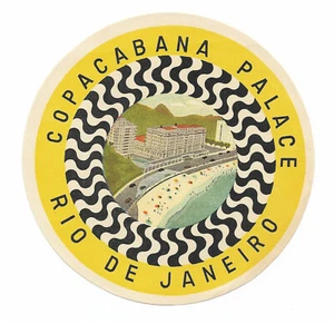 Authentic Vintage Luggage Label ~ COPACABANA PALACE ~ Rio de Janeiro, Brazil - Picture 1 of 2