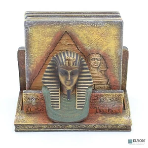 Hand Painted Resin 3D Egyptian Coaster Set, Stand with 4 Coasters, A. Richesco - Picture 1 of 7