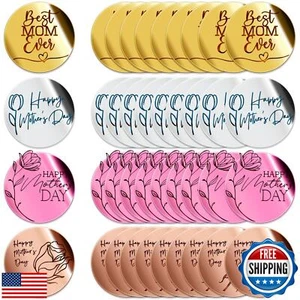 40 Pcs Happy Mothers Day Cupcake Toppers Acrylic Mirror Disc Mirror Cake Topp - Picture 1 of 5