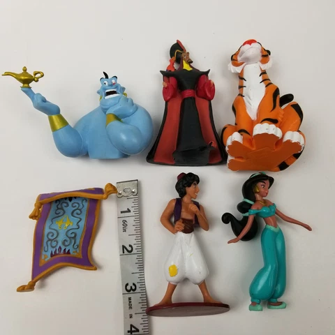 Aladdin Mini Figures Lot of 6 Jasmine Genie Jafar Rajah Carpet 3" PVC Disney Cover