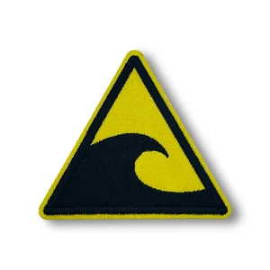 Tsunami Warning Sign Patch | Iron-On & Sew-On Patch - Picture 1 of 2