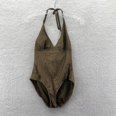 Traje de baño antiguo azul marino para mujer pequeño verde oliva de una pieza halter cuello en V traje de baño top Foto 1 de 4