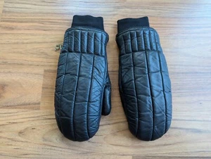 Vintage Black Leather Ski Gloves 70’s 80’s GRANDOE Winter Mittens LARGE Ladies - Picture 1 of 7