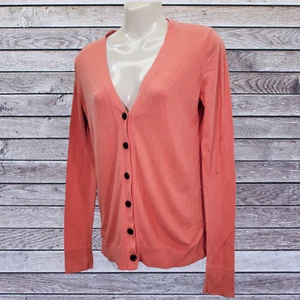 Gap Women's Cardigan Sweater Medium V-neck Long Sleeve Button-up Orange - Picture 1 of 5
