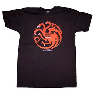 Game of Thrones Targaryen House Fire & Blood Dragon Sigil Male Black Tee T-Shirt - Imagen 1 de 1