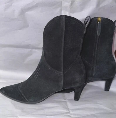 GUCCI Ophidia Mujer Botines GAMUZA NEGRO 2.5” Tacón Punta Punta Punta Cierre de Cremallera 39, IT Foto 1 de 4