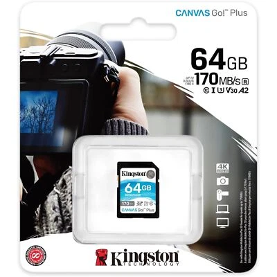 Kingston Canvas Go Plus SD Card 64GB SDXC Camera Flash Memory - Image 1 of 3
