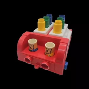 VTG Johnson & Johnson Shape Sorter Fire Toy Truck Red Shapes Bears 100 Complete - Picture 1 of 8