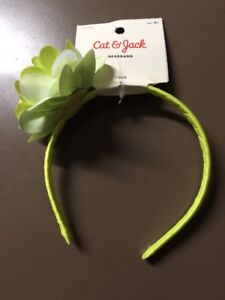 Cat & Jack Girls 3+ Headband Lot Of 8 New Lime Green Band With Flower