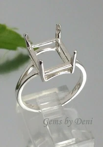 (9x7-16x12mm) Emerald Wire Mount Silver Pre-Notched Ring Setting Size 5, 6, 7, 8 - Picture 1 of 7