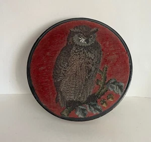 Antique 19th C Victorian Foot Stool Owl Beaded Needle Work - Picture 1 of 6