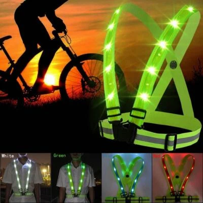Adjustable USB Rechargeable LED Reflective Belt Vest for Running Cycling - Image 1 of 4