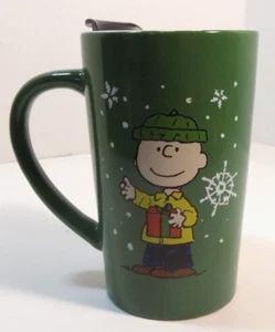 Tazza da tè caffè in ceramica Peanuts Charlie Brown Holiday con coperchio - 18 oz - Foto 1 di 6