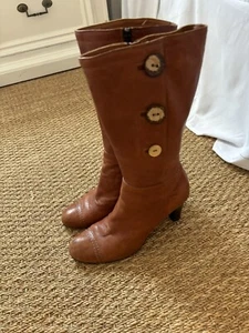 Womens ALBERTO FERMANI Cognac Brown Leather Boots sz. 39, 9.5, 10 - Picture 1 of 6