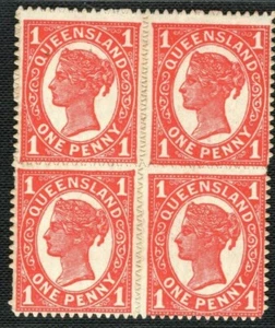 Australia States QUEENSLAND SG257 1d Zig-Zag Roulette BLOCK Mint c£76+ BLBLACK98 - Picture 1 of 4