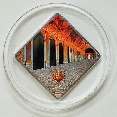 Palau 2013 $10 Versaille Hall of Mirrors 50gram 925 Silver Antique Finish KM#469 - Image 1 of 4
